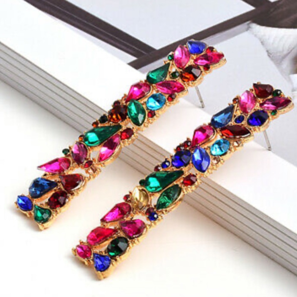NEW 18k gold plated multicolored Unique Earrings - Picture 2 of 6